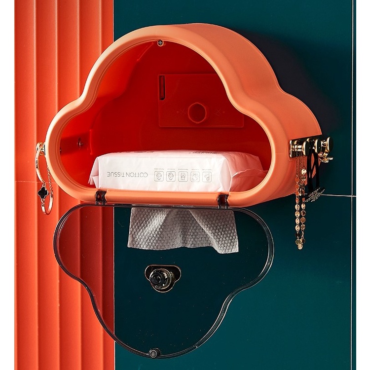 Hàng Sẵn Hộp Đựng Khăn Giấy - Kệ Đựng Mỹ Phẩm Treo tường Hình Đám Mây Không thấm nước Siêu Xinh cho phòng tắm【Tennessee052】