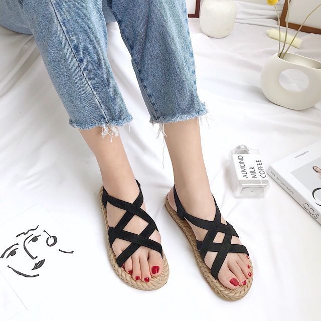 Sandal đế cói MAILIAA  011 quai chéo chiến binh đế nhẹ đi êm chân