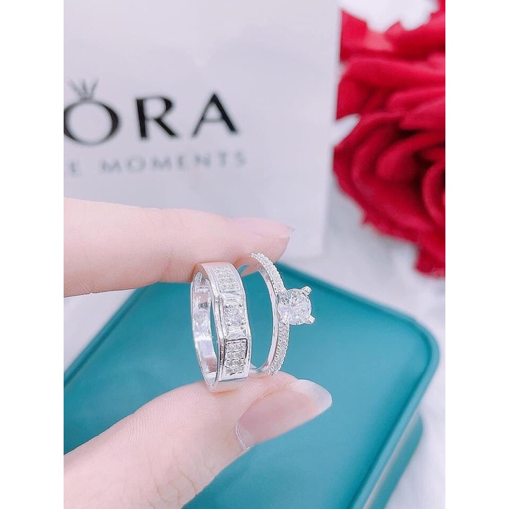 Nhẫn Đôi, Nhẫn Đôi Bạc Nam Nữ (Tặng Kèm Hộp) Cam Kết Chuẩn Bạc Ta Xịn Không Xỉn Màu-TSJC39