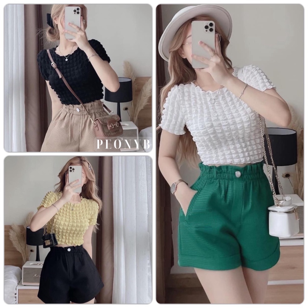 Áo Croptop Chất Caro Xốp ZADOLA Nữ 🌸 Thun kiểu body cộc tay dáng ôm viền bèo tiểu thư đường phố hàn quốc 🌸
