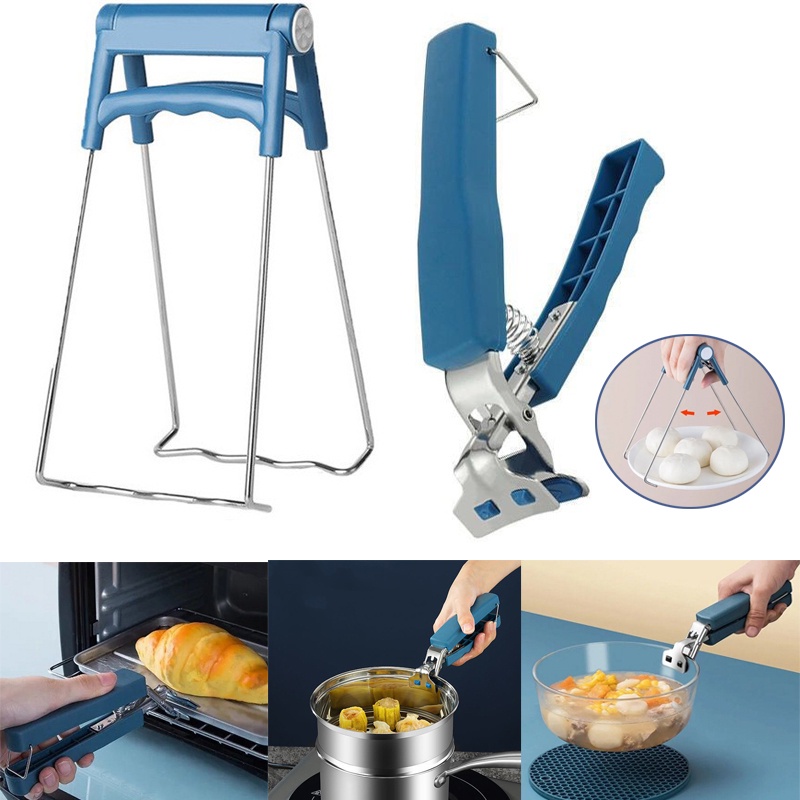 Kẹp Gắp Chén Dĩa Nóng Chống Bỏng Bằng Thép Không Gỉ Có Thể Gấp Gọn Đa Năng