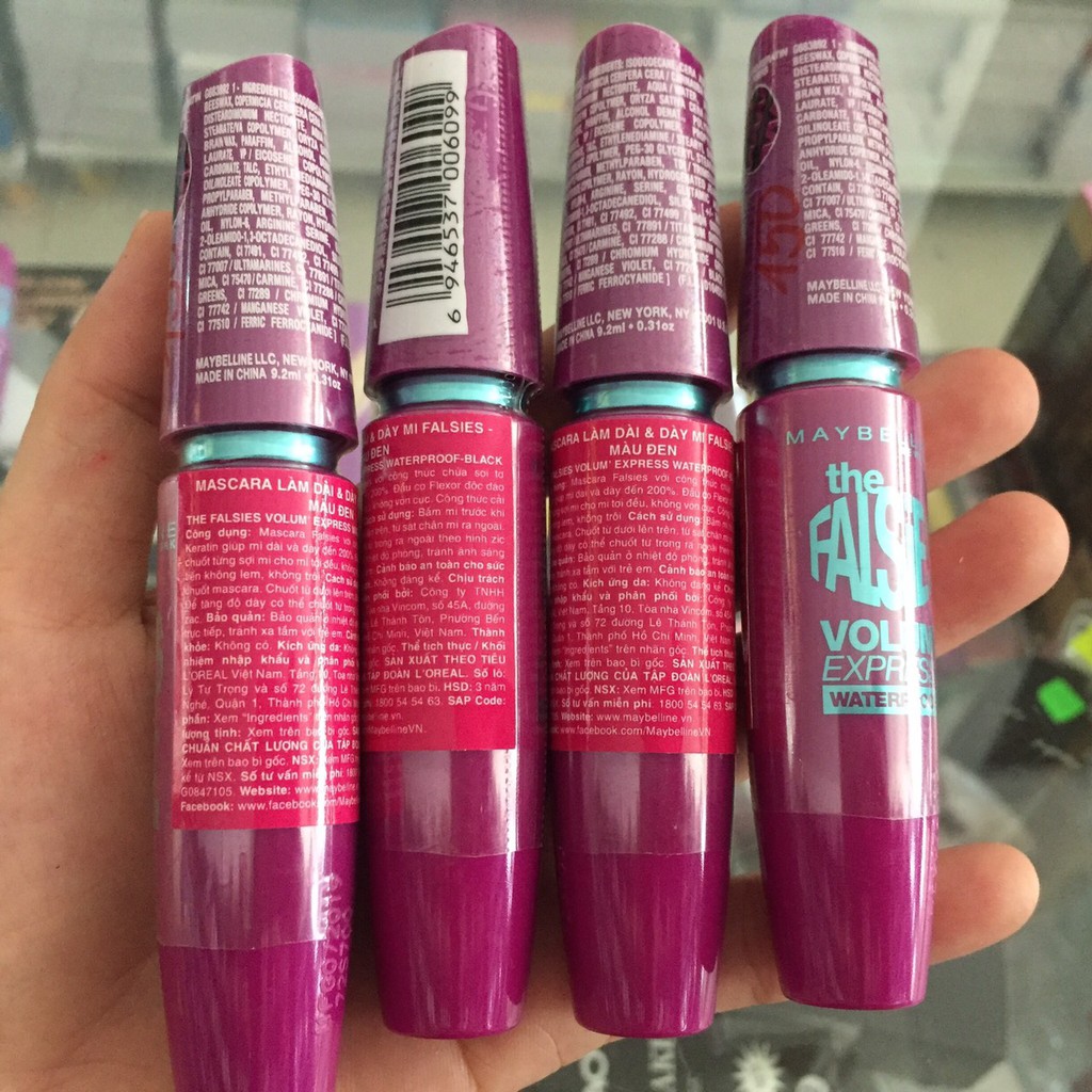 [CHÍNH HÃNG] Mascara Maybelline mực màu đen Falsies Làm Dày Và Dài Mi 200% - 7.5ml VỎ TÍM