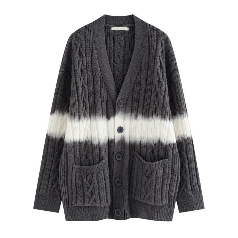 Áo khoác cardigan cổ chữ V tay dài nhuộm màu gradient phong cách Hàn Quốc mới cho nữ
