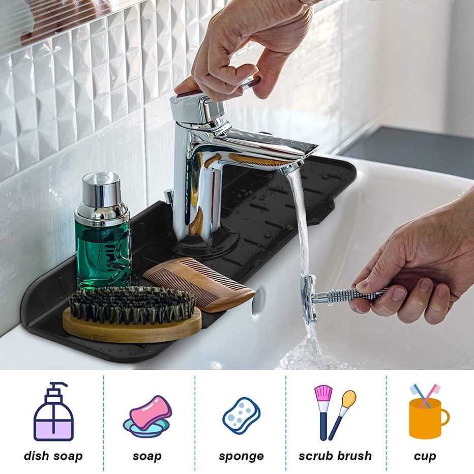 [Mới] Thảm Silicone Lót Vòi Nước Nhà Bếp / Nhà Tắm Bảo Vệ Chống Văng Nước