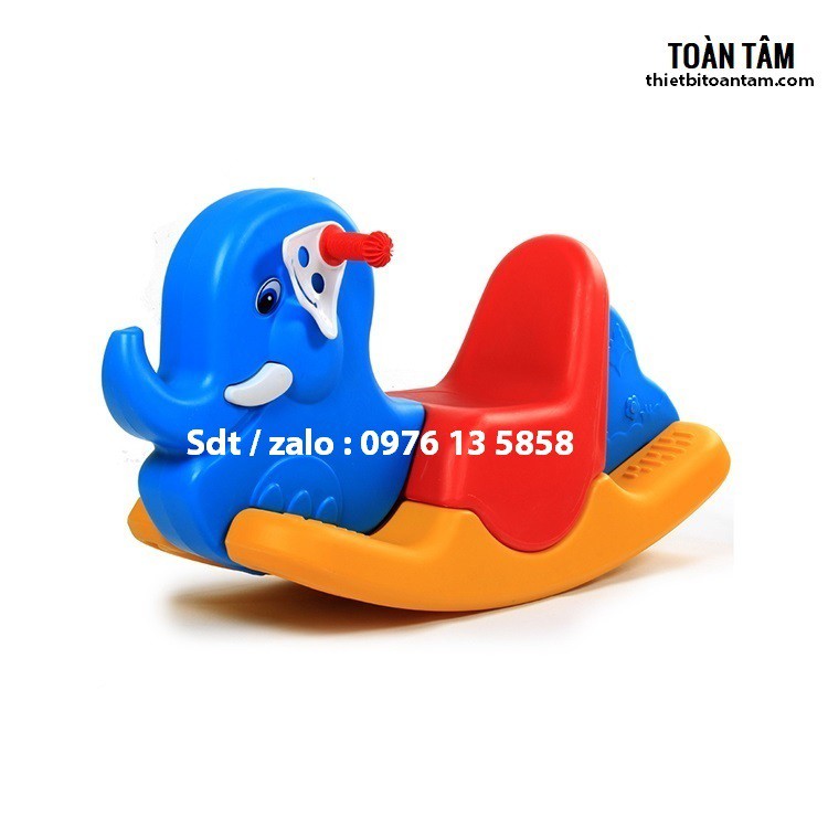 Bập bênh 3 khối cho bé nhựa nhập khẩu cao cấp hình con voi