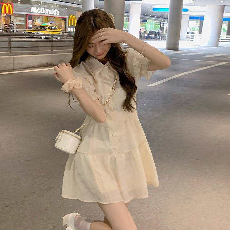Váy cổ đức hai tầng, váy babydoll ulzzang