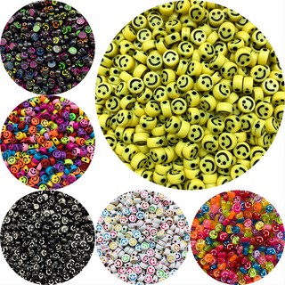 30 chiếc 10 mm mặt cười hạt acrylic mặt cười rời hạt diy vòng tay miếng đệm hạt