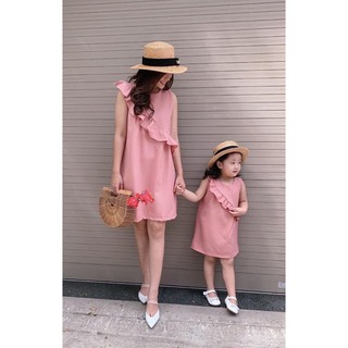 Đầm Suông Mẹ Bé Phối Bèo Dễ Thương HGS 0101