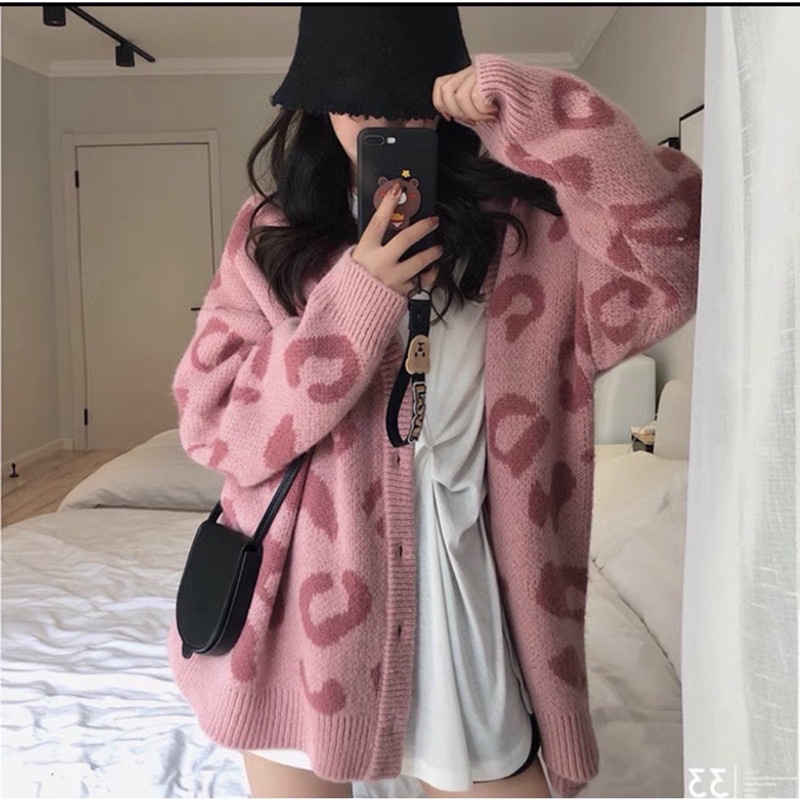 Áo khoác cardigan len nữ Cardigan họa tiết da beo dáng dài chất dày dặn Hàng Loại 1 Kiều One Shop