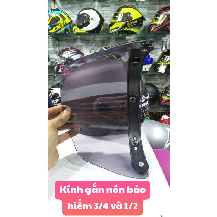 Kính Bấm GS Gắn Nón Bảo Hiểm 3/4 và 1/2 Chống Tia UV