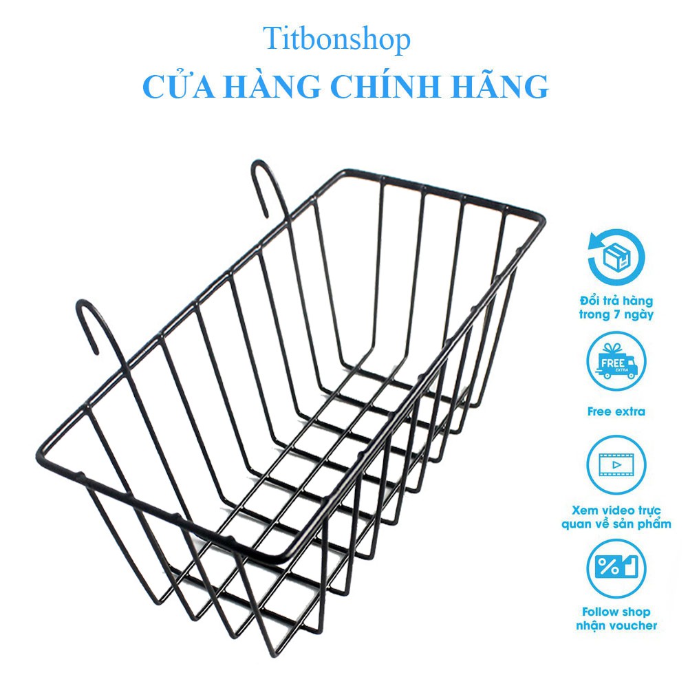 Giỏ sắt đựng đồ TBS có sẵn móc treo kích thước 23x10x8cm dùng đựng đồ trong nhà làm decor trang trí cực đẹp