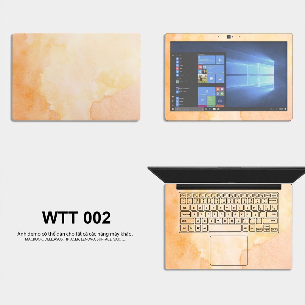 Bộ skin dán laptop mẫu Màu Nước - Decal Dán cho Dell, Hp, Asus, Lenovo, Acer, MSI, Surface,Vaio, Macbook