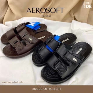 Dép Da Nam Thái Lan 2 Quai Ngang Aerosoft 4142 Size 38 - 43 ( Nâu - Đen)