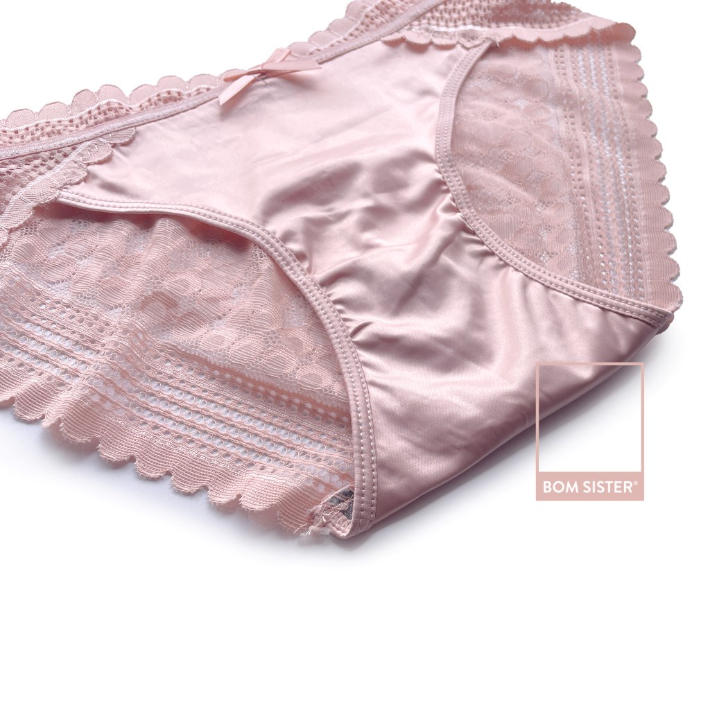 [Mã FARSBR99A giảm 10% đơn 99K] Quần lót satin phối ren màu trơn BOM SISTER Q4923 | BigBuy360 - bigbuy360.vn