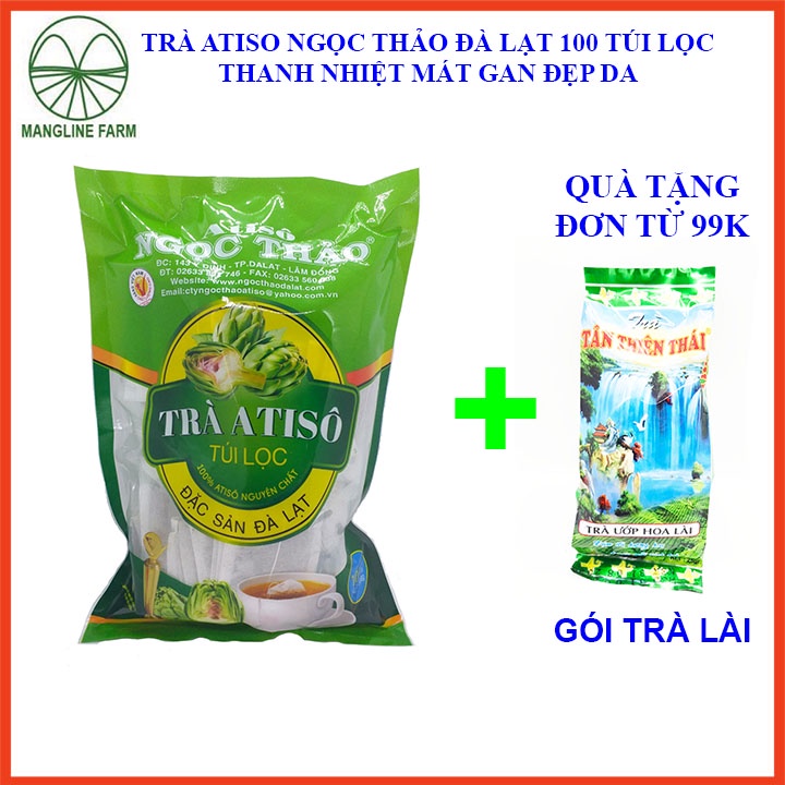 [Mã GROSALE giảm 10% đơn 150K] Trà Atiso túi lọc Ngọc Thảo Đà Lạt gói 100 túi đồ uống thanh nhiệt giúp làm đẹp da mặt