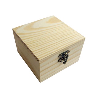 Hộp gỗ thông vuông nắp gỗ 12x12x8cm natural