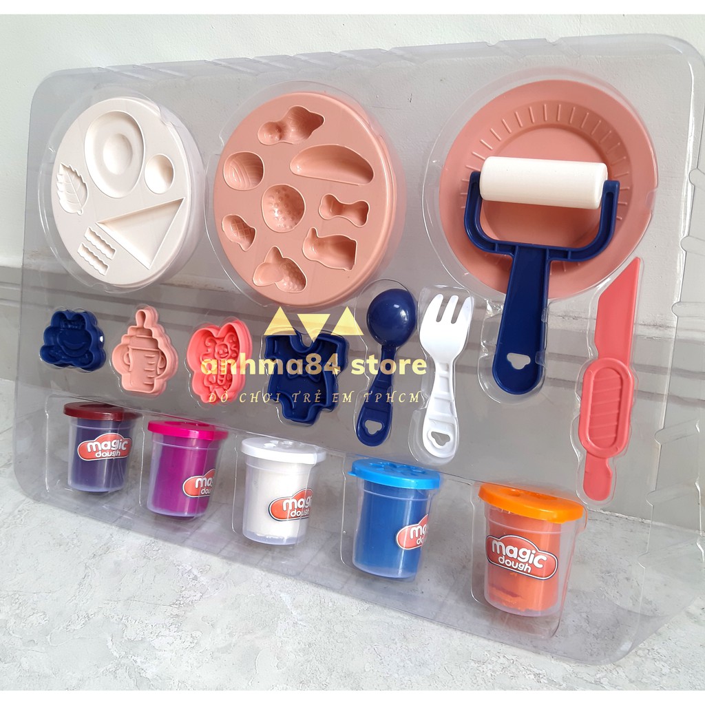 Đồ chơi Hộp Đất Sét Làm Bữa ăn vui vẻ MAGIC DOUGH - Đất nặn trẻ em kèm khuôn - anhma84 store