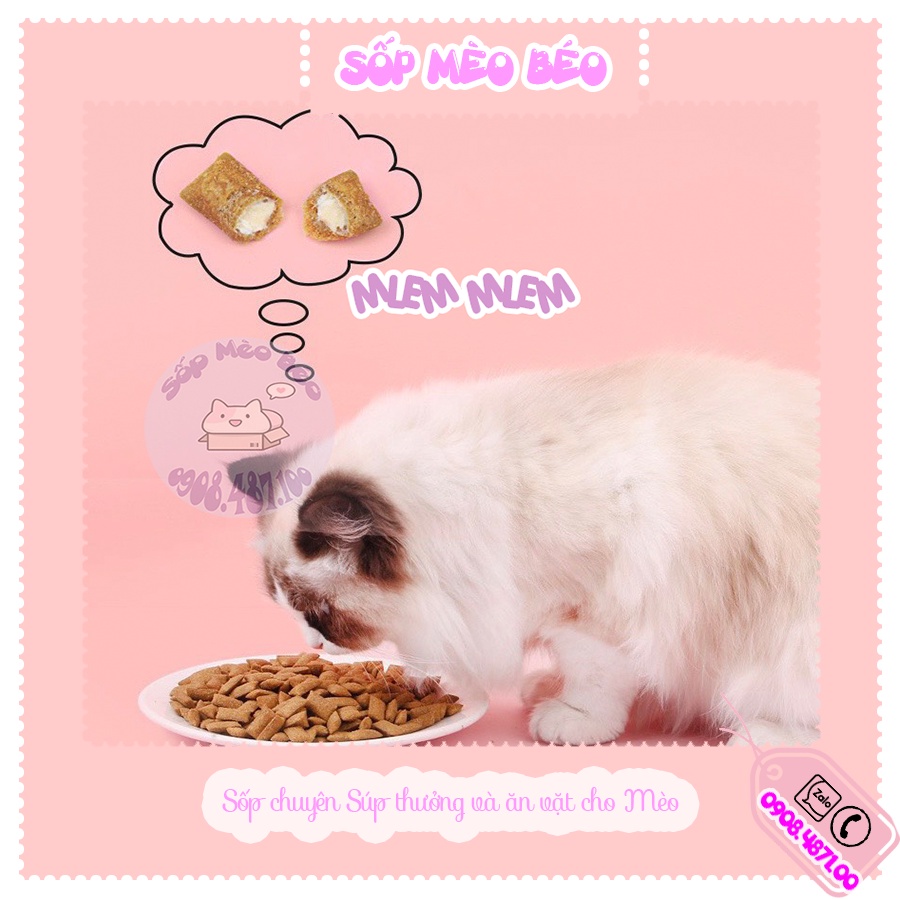 Combo 2 gói Bánh Curly Tail 40g mix vị  có nhân bên trong cho Mèo