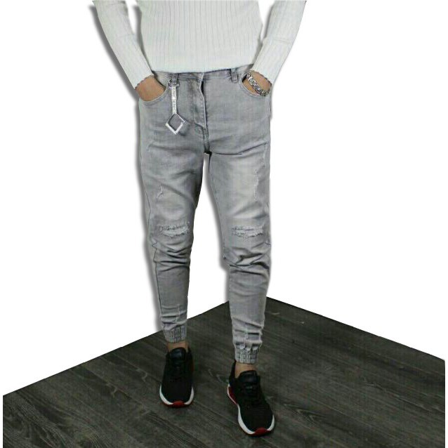 [Xả] Quần Jean Nam xám, ống túm Rất Hot,Quần Jogger Jean Nam Rách Thể Thao TS02 [Freeship]