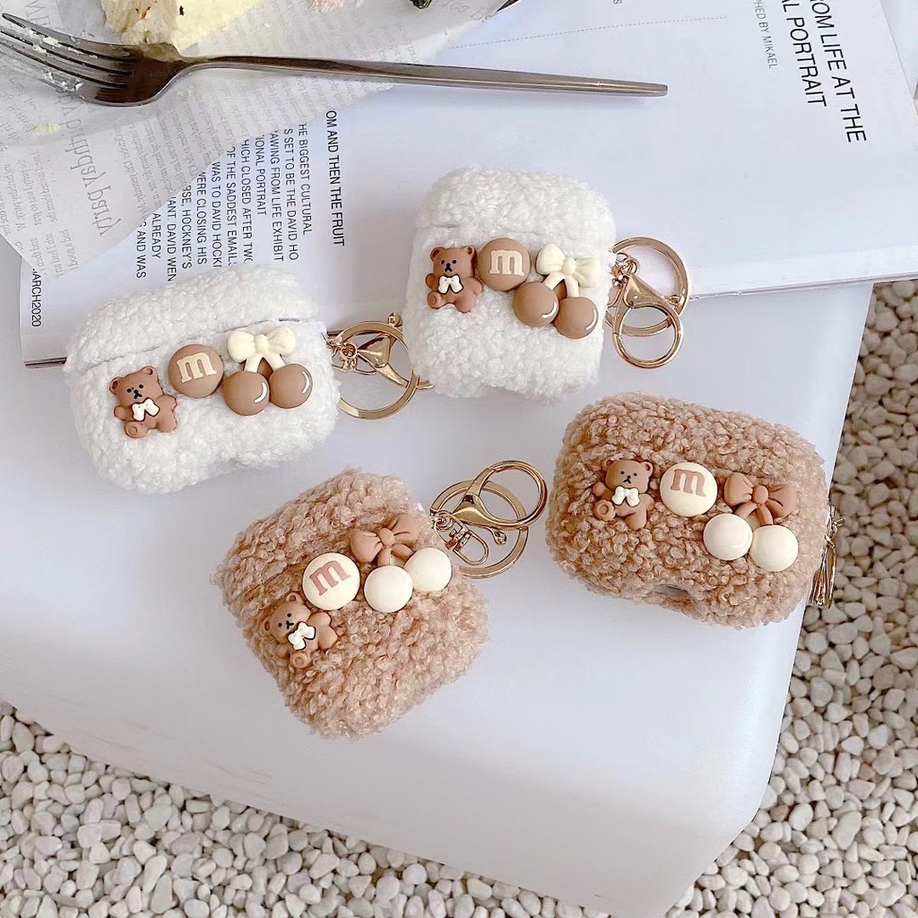 Ốp bảo vệ hộp sạc tai nghe Bluetooth Airpods 1/2 Pro bằng silicon mềm hình gấu bánh quy dễ thương