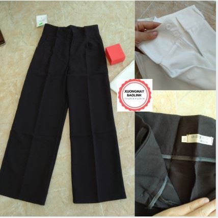 Quần culottes ống rộng quần cạp cao 2 cúc_dài 95_98cm _kèm ảnh thật