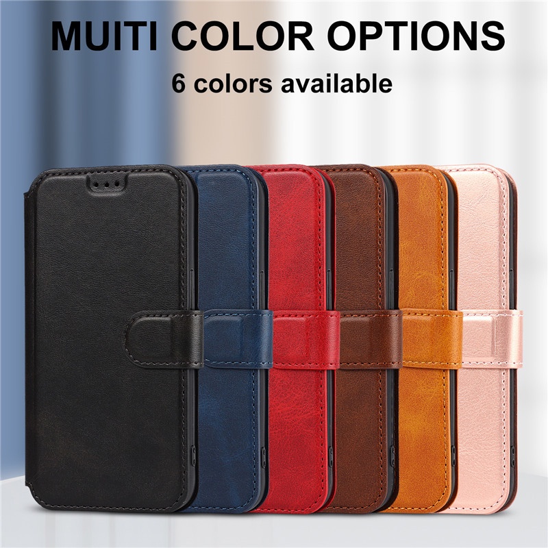 Ốp Điện Thoại Da Màu Trơn Có Ngăn Đựng Thẻ Cho Iphone 7 8 Plus X Xs XR 11 Pro Max