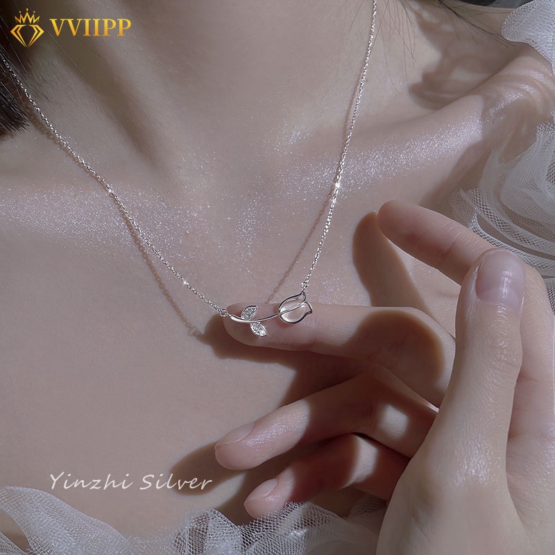 Vòng cổ Mặt Hoa Tulip Đính Đá Thời Trang Cho Nữ