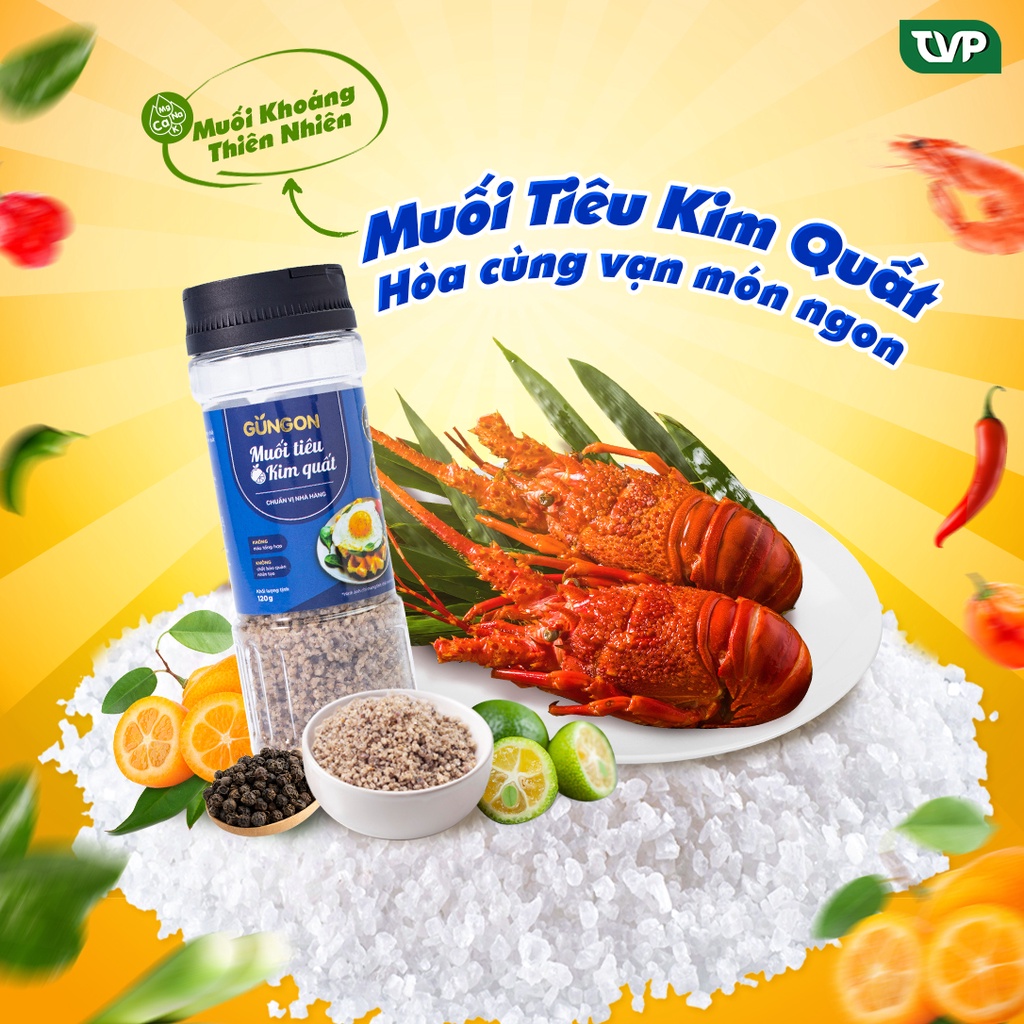 Muối tiêu kim quất GUNGON từ muối khoáng chấm các món luộc hấp 120g