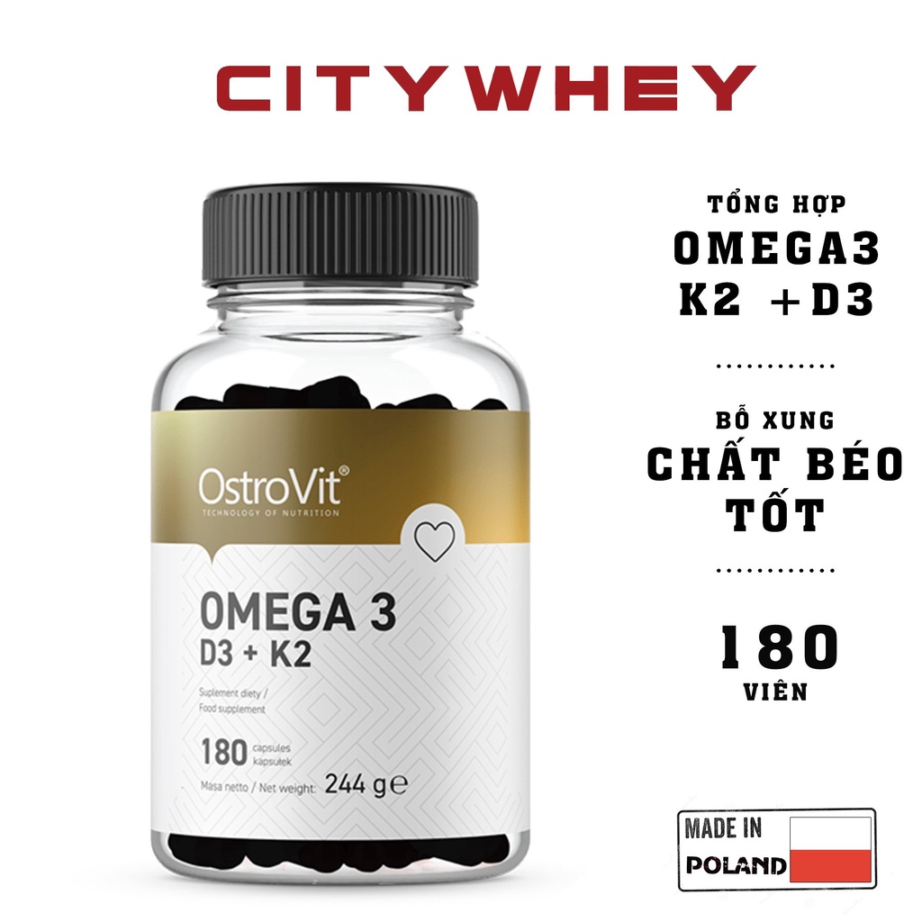 VITAMIN-KHOÁNG CHẤT OSTROVIT OMEGA 3 D3+K2 90VIÊN-180VIÊN - HÀNG BALAN