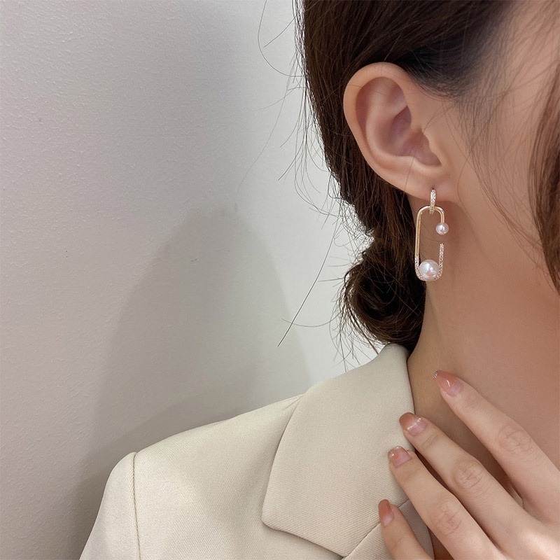 Bông Tai Dáng Dài Đính Ngọc Trai S925 Phong Cách Baroque Thanh Lịch Cho Nữ
