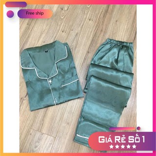 ( LTTP ) bộ đồ ngủ phi lụa pijama áo ngắn tay quần dài