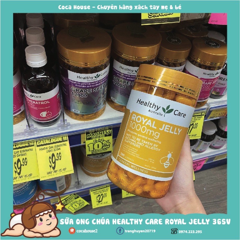 SỮA ONG CHÚA HEALTHY CẢE 365 VIÊN ✅ĐỦ BILL VÀ TEM CHEMIST, HOT PRICE✅ đẹp da, giảm tàn nhang