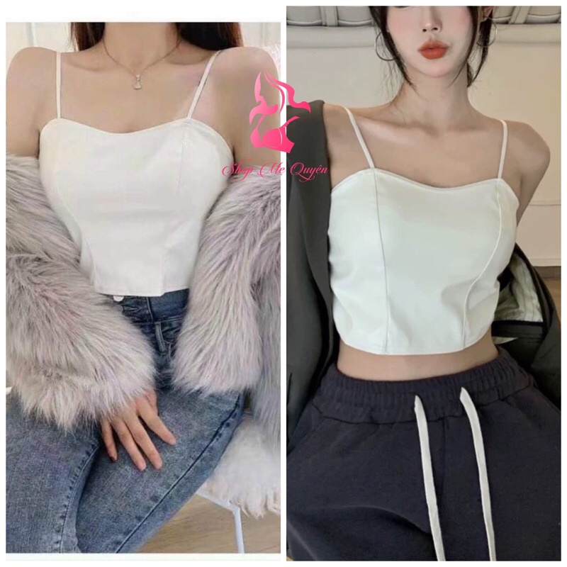 Áo bra Da nữ, áo 2 dây croptop kèm mút gợi cảm, lưng bo chun co dãn thoải mái, áo yếm sexy