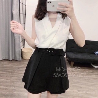 Quần giả váy đen kèm belt
