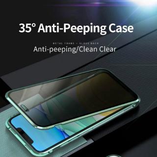 Ốp điện thoại bằng kính cường lực nam châm 2 mặt kèm viền kim loại chống sốc dành cho iPhone 11 Pro Max