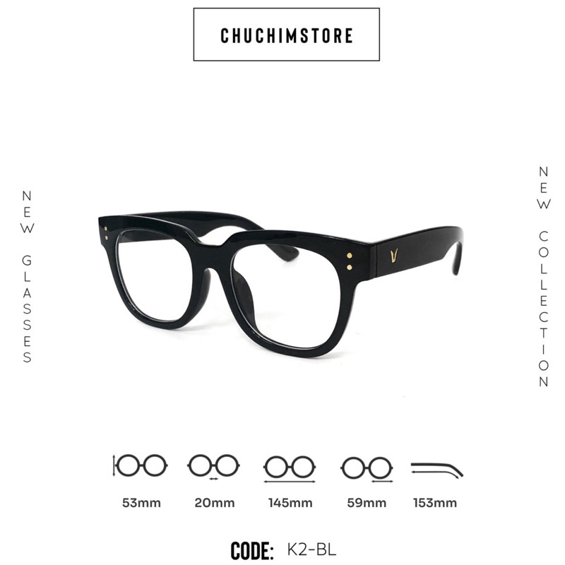 Kính GM Chữ V Gọng Kính Cận Vuông Thời Trang Unisex - K002