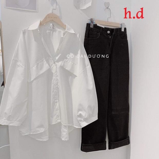 SHOP NHÀ CÁ Áo sơ mi trắng hai túi chéo HĐ12