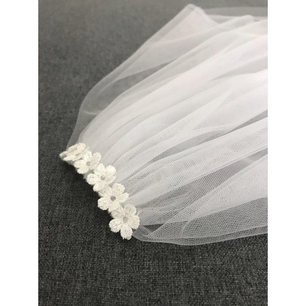 Lúp cô dâu, voan cô dâu lược cài đính hoa TH12