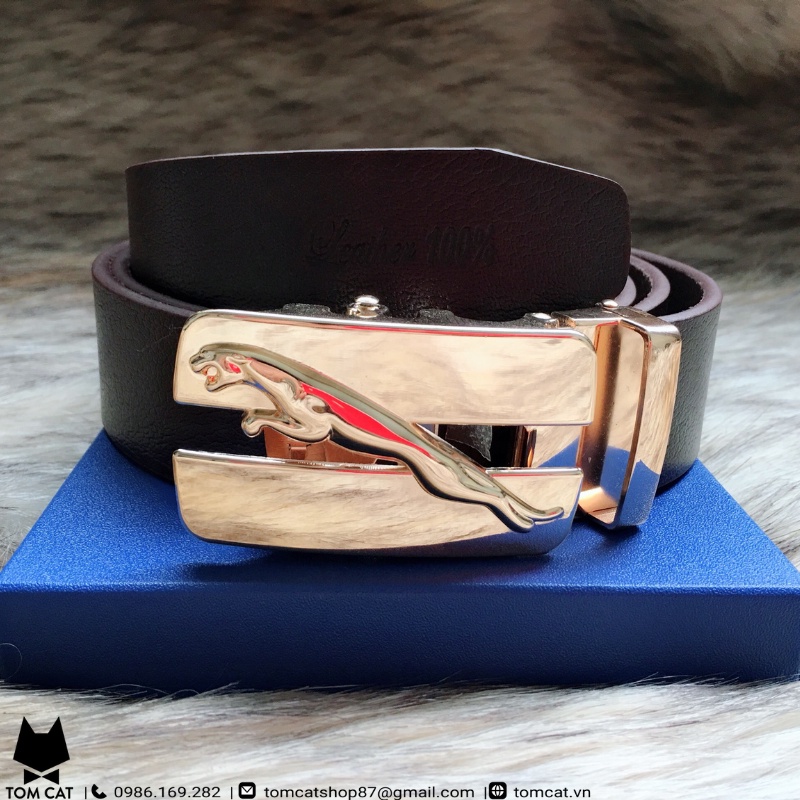 Thắt Lưng Da Bò Nam Mặt Khóa Báo Cao Cấp Không Rỉ
