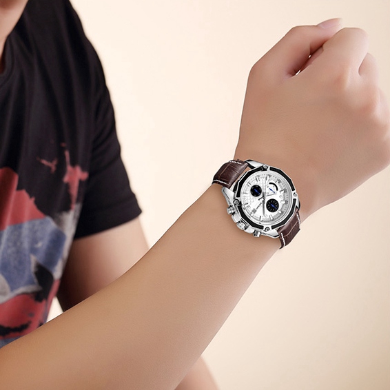 Megir 2015 đồng hồ sang trọng hàng đầu nam analog fashion sports quartz jam tangan lelaki