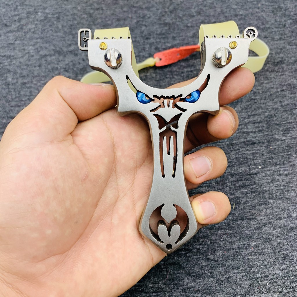 Ná Cao Su Mắt Quỷ Xanh Inox 304 Nguyên Khối Cao Cấp Chắc Chắn - Tặng Kèm Dây Thun Có Video Ná Shop Tự Quay