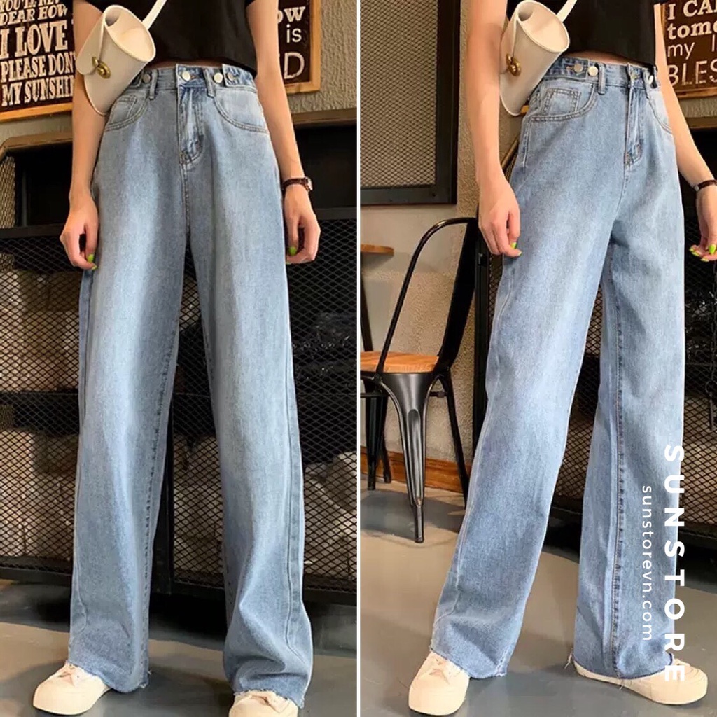 Quần jeans suông dài ống rộng phong cách hàn quốc ulzzang