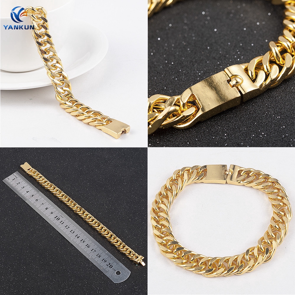 14mm Men's Heavy Solid Stainless Steel Curb Chain Bracelet Fashion Jewelry