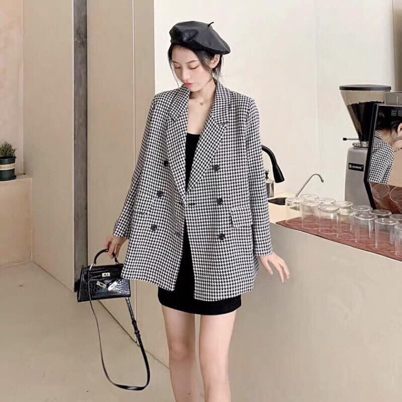 Áo dạ nữ - Áo khoác nữ dáng đẹp kẻ 6 cúc hàng quảng châu [ CAM KẾT HÀNG CHUẨN FORM 100%] | BigBuy360 - bigbuy360.vn