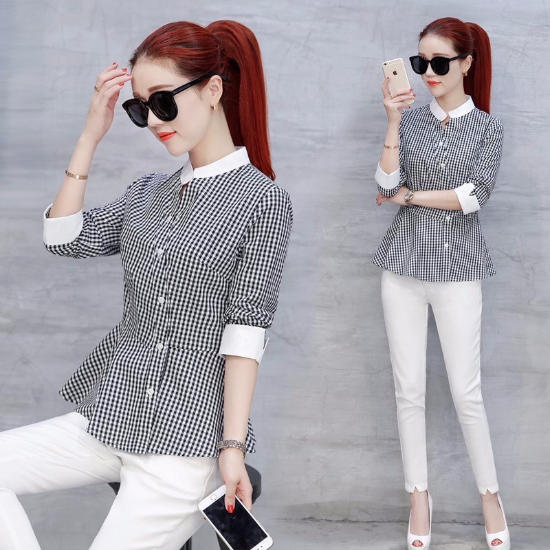 ❣️FREESHIP❣️Áo Kiểu Sọc Caro Peplum