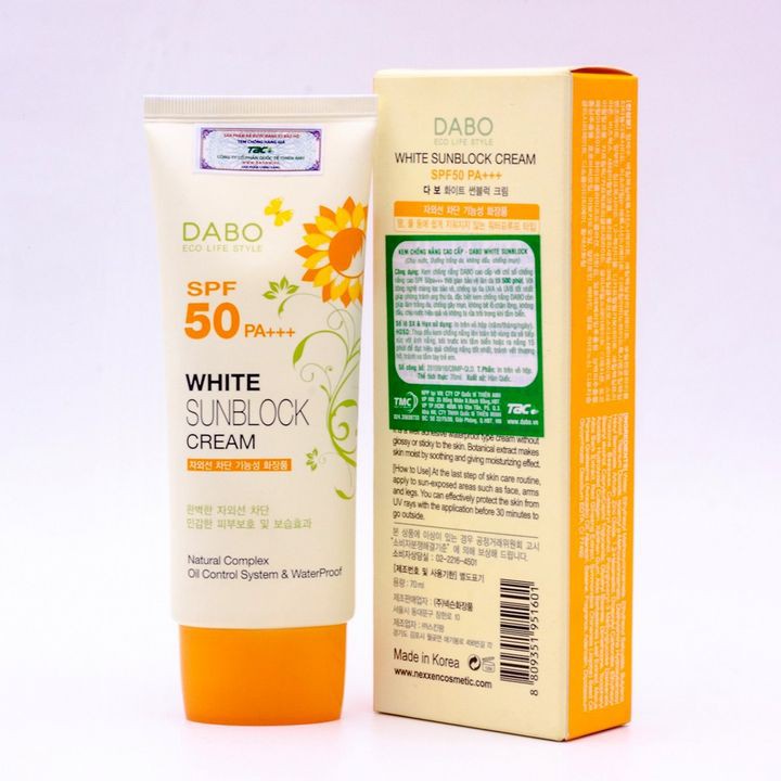 Kem Chống Nắng DABO White Sunblock Cream SPF50 PA+++ 70ml - Hàn Quốc chính hãng