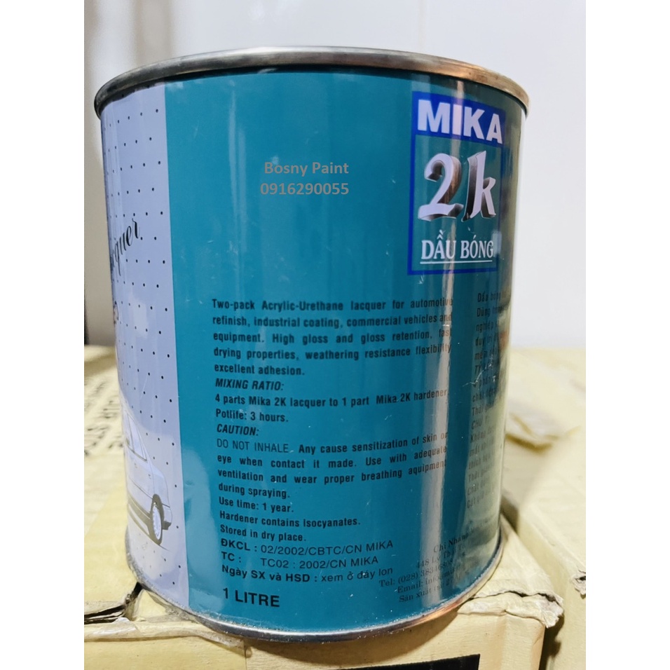 Dầu bóng mờ 100% Mika 2 thành phần dùng cho nhựa, kim loại, gỗ (Mã 800)