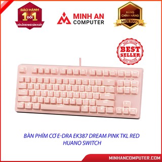 Bàn phím cơ e-dra ek387 dream pink tkl red huano switch