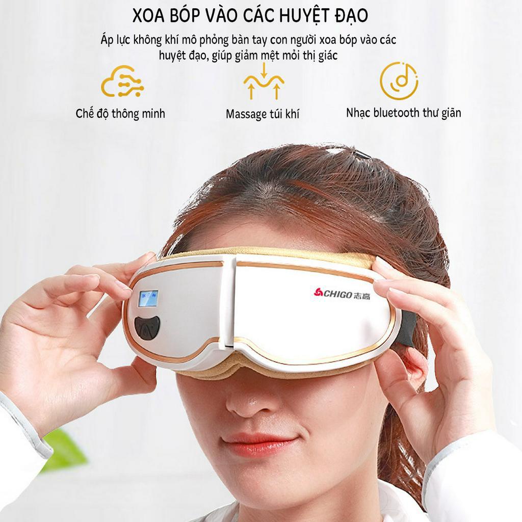 Máy Massage Mắt Thông Minh Chính Hãng CHIGO Thế Hệ Mới 2021-Kết nối Bluetooth, Massage túi Khí, Rung, Nóng