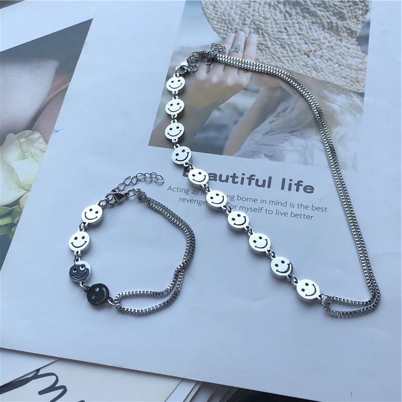 Vòng Tay/Dây Chuyền 22336 Mặt Hình Mặt Cười Phong Cách Harajuku Hàn Quốc